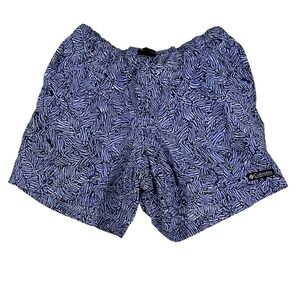 Columbia Shorts Womens Small Blue Belted Abstract Palm Leaf Hiking Outdoor